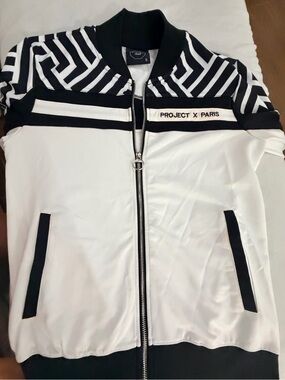 Men's White & Black Bomber Jacket